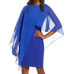 Eliza J Royal Blue Chiffon Overlay Dress